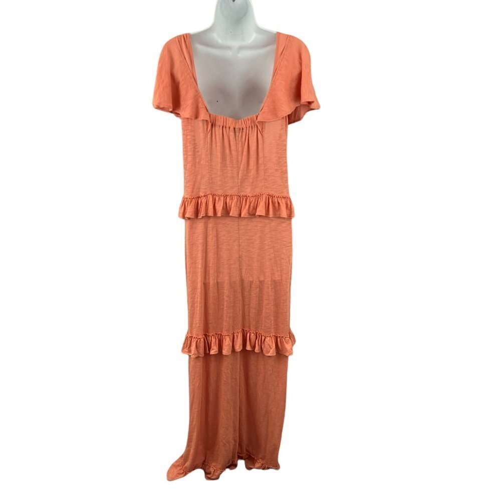 Express Orange Tiered Ruffled Button Front Maxi D… - image 5
